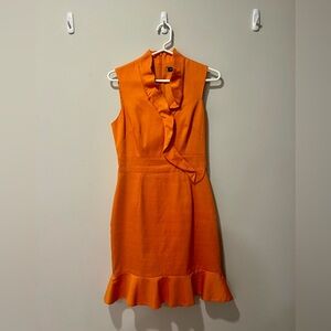 Karen Millen Orange Ruffled Crossover Dress